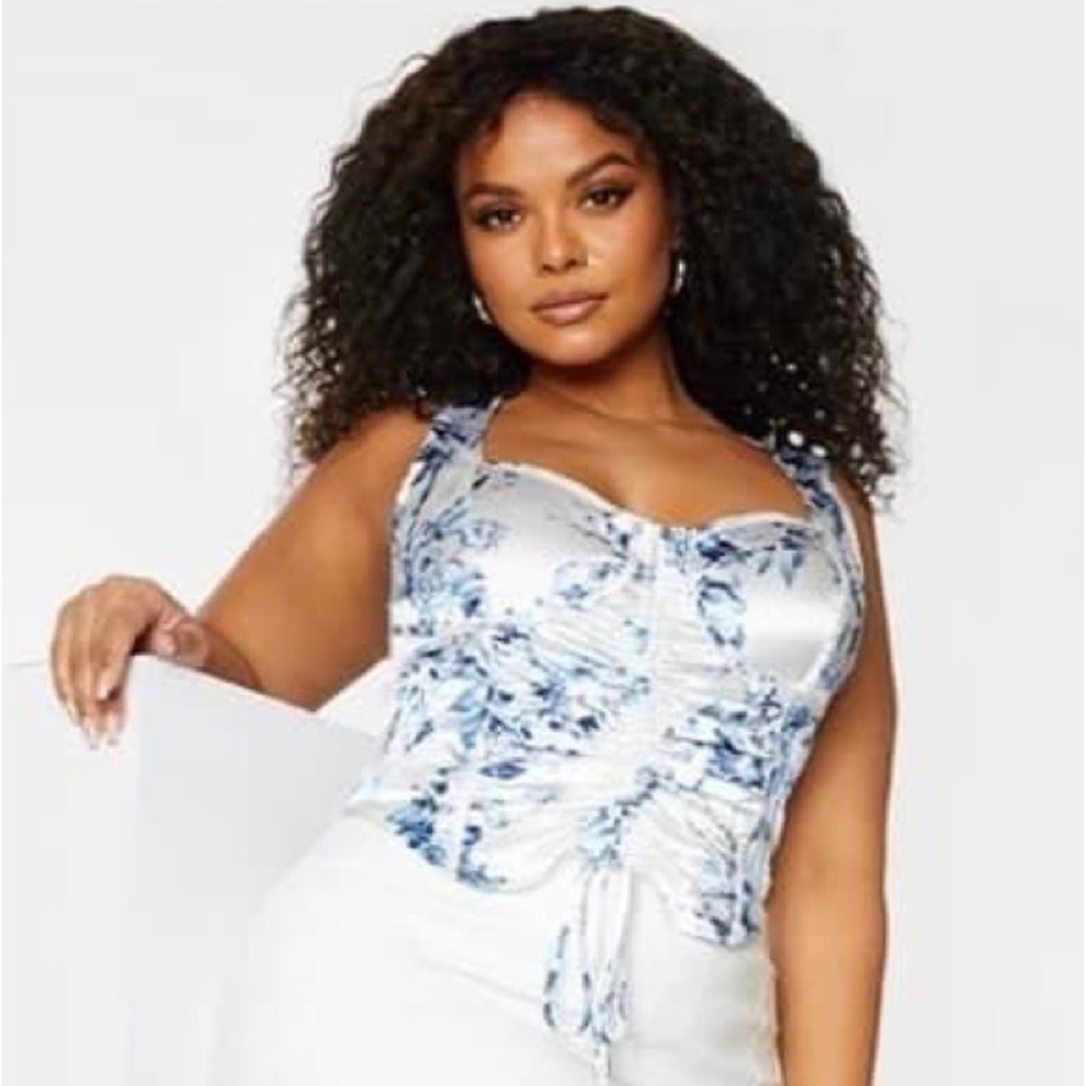 White and blue corset top (PLT)
